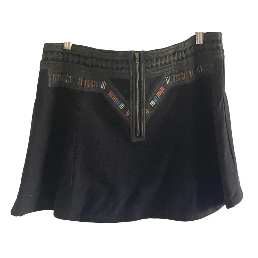 Free People New Romantics Black Tribal Aztec Print Mini Flared Skirt